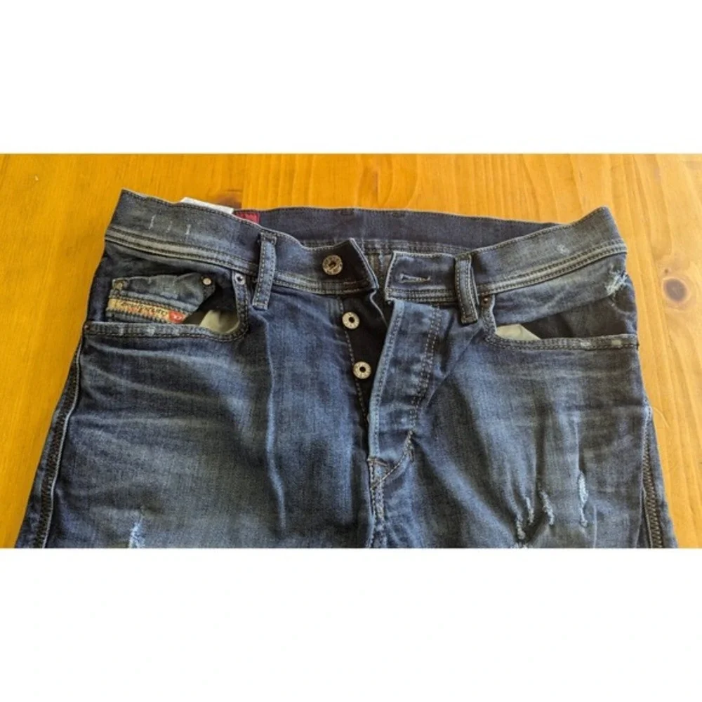 Diesel Distressed Slim Fit Jeans Faded Black Wash‎ Denim Button Fly Size 30